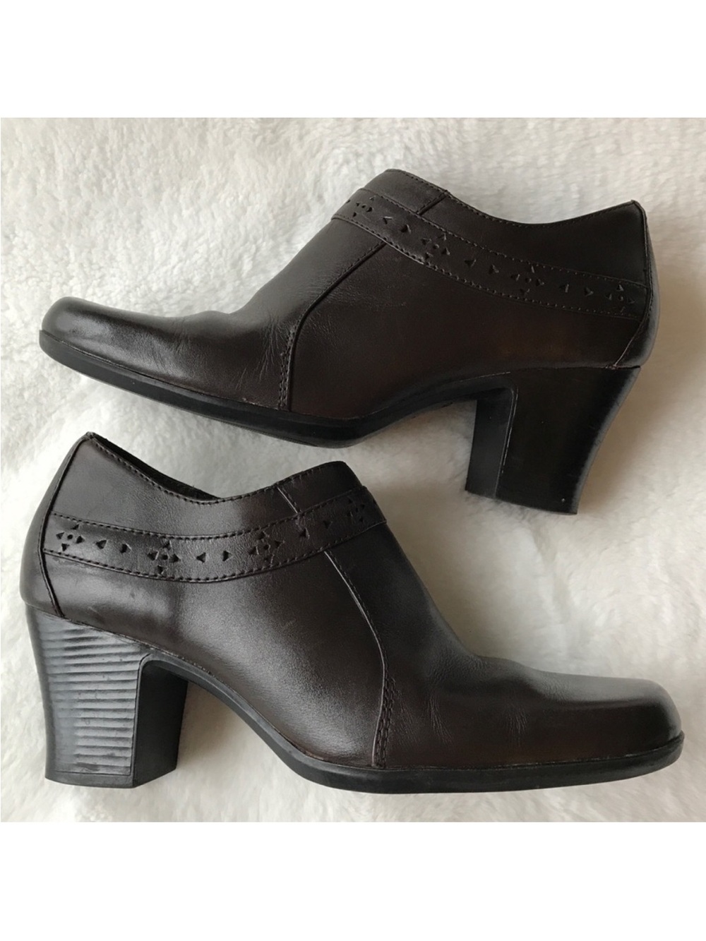 Clarks Brown Leather Booties, Size 6